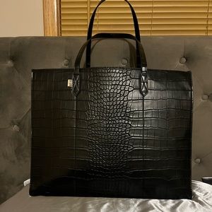 Beis The Large Work Tote in Black Croc